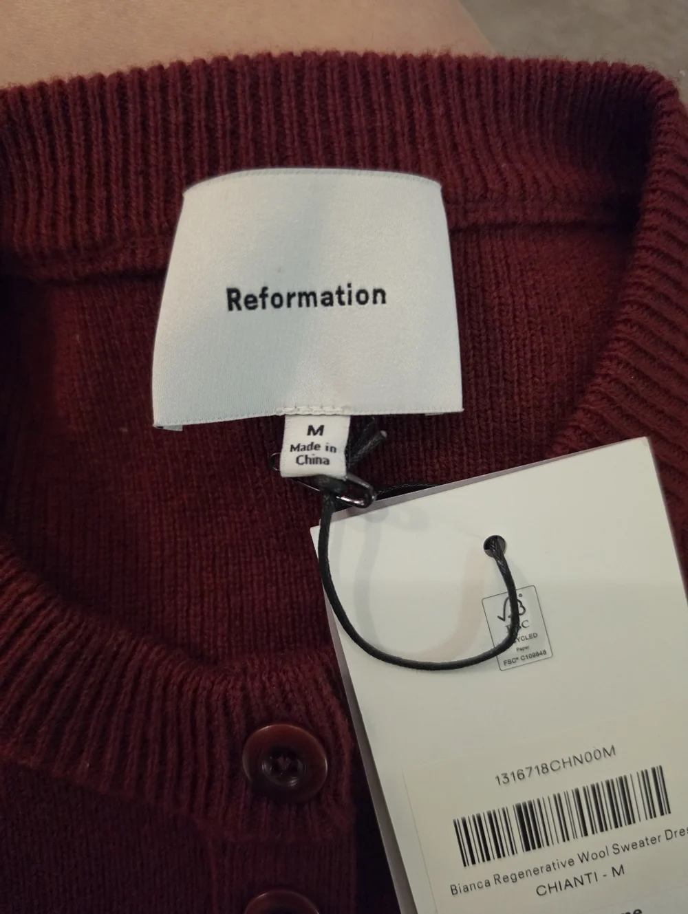 Reformation Bianca Regenerative Wool Sweater Dress In Chianti - Picture 11 of 12
